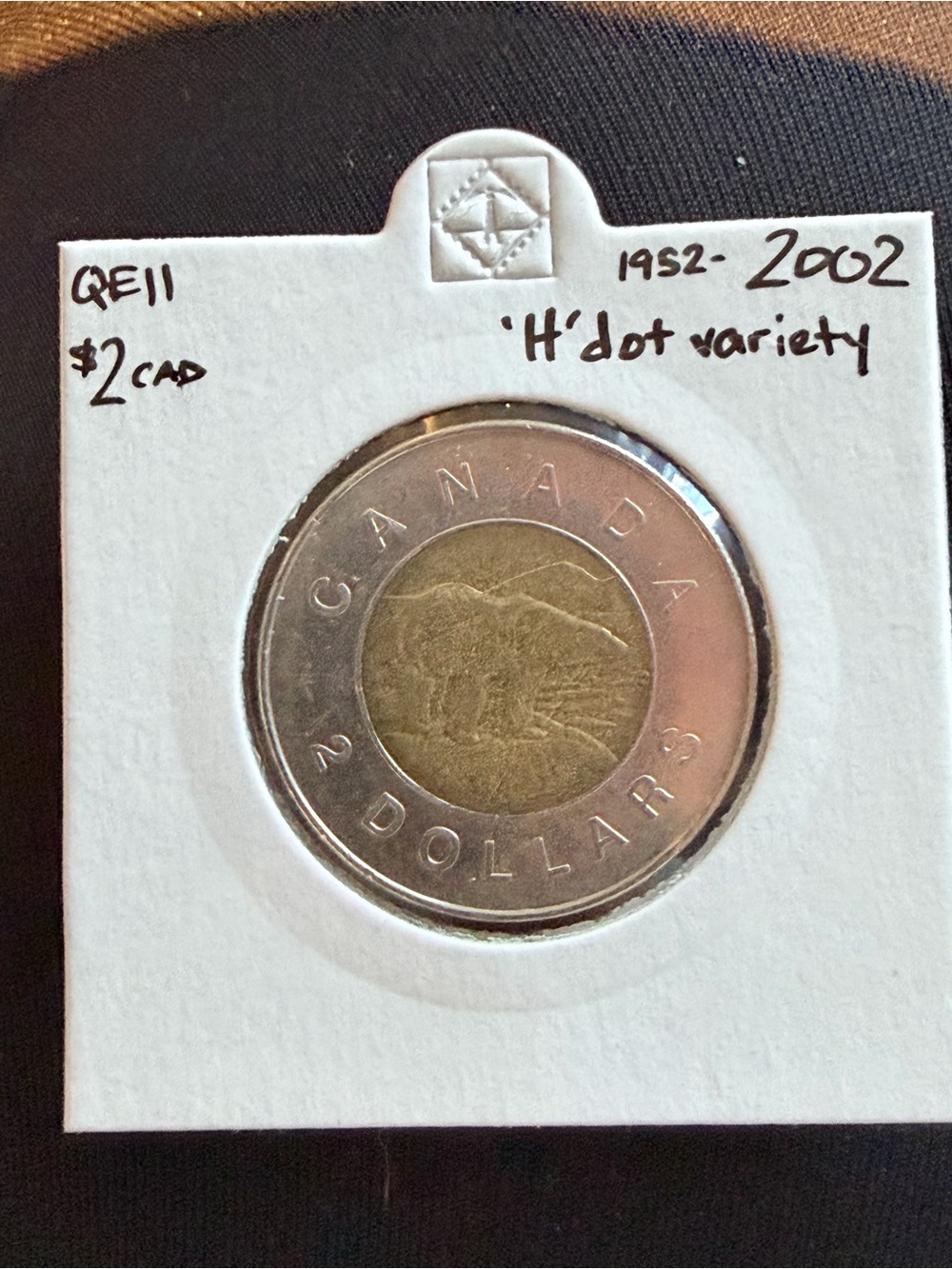 Rare H dot variety - Canada 2 Dollars Bimetallic Coin - $2 Toonie (2002)
